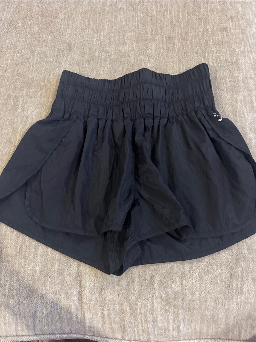 Free People Black Smocked-Waist Athletic Shorts